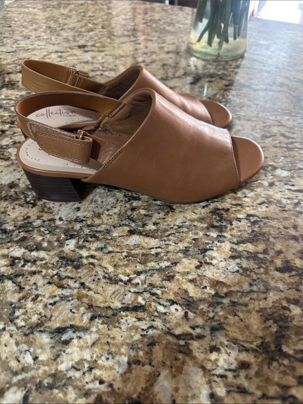 Collective Concepts Tan Leather Slingback Clog Mules